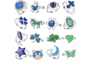 16 Pcs Adjustable Mood Rings for Women Girls Mixed Temperature Change Mood Rings for Halloween Costume Birthday Party Gift Gi