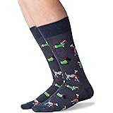 Hot Sox Mens Christmas Dogs Socks, Denim Heather, 1 Pair, Mens Shoe 6-12.5