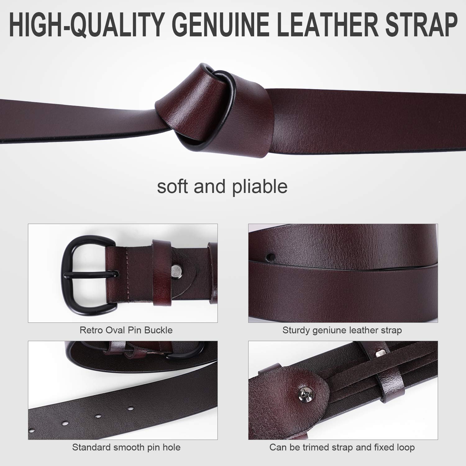 JASGOOD Fashion Women Leather Belt Casual Designer Belt Jeans Dresses Waist Belt with Oval Pin Buckle