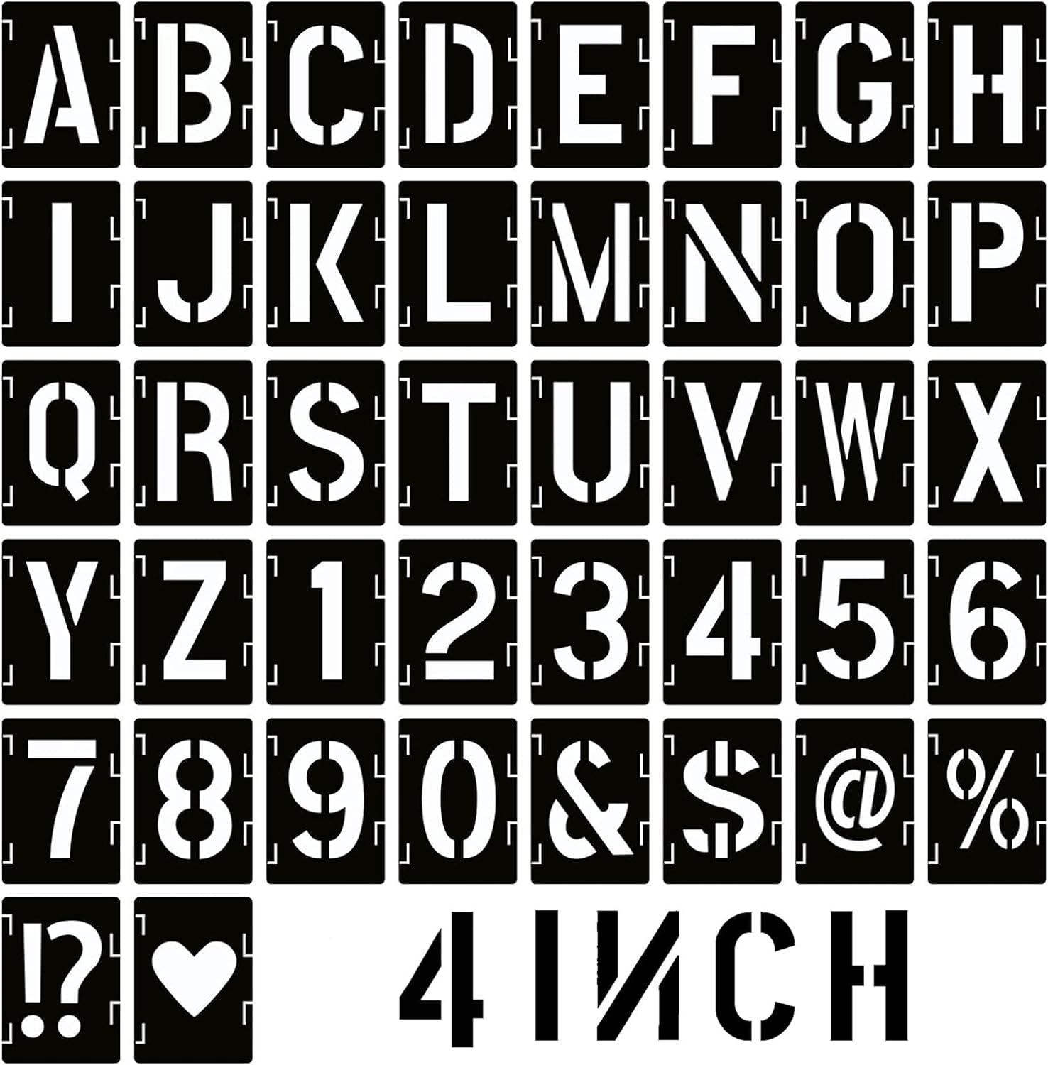 4 Inch Letter and Number Stencils,Letters and Numbers Stencil Kit,42 Pcs Reusable Alphabet Templates Interlocking Stencil Kit for Painting on Wood,Wall,Fabric,Rock,Sign,DIY Art Projects(4INCH/42PCS)