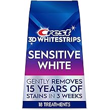 Crest 3D Whitestrips Sensitive At-Home Teeth Whitening Kit, 18 Treatments, Gently Removes 15 Years of Stains, Crest Whitestri