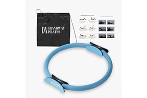 DX Grandway Premium Pilates Ring Fitness Circle - Lightweight Durable Foam Padded Handles, Flexible Resistance Exercise Equipment for Toning Arms, Thighs, Legs & Core