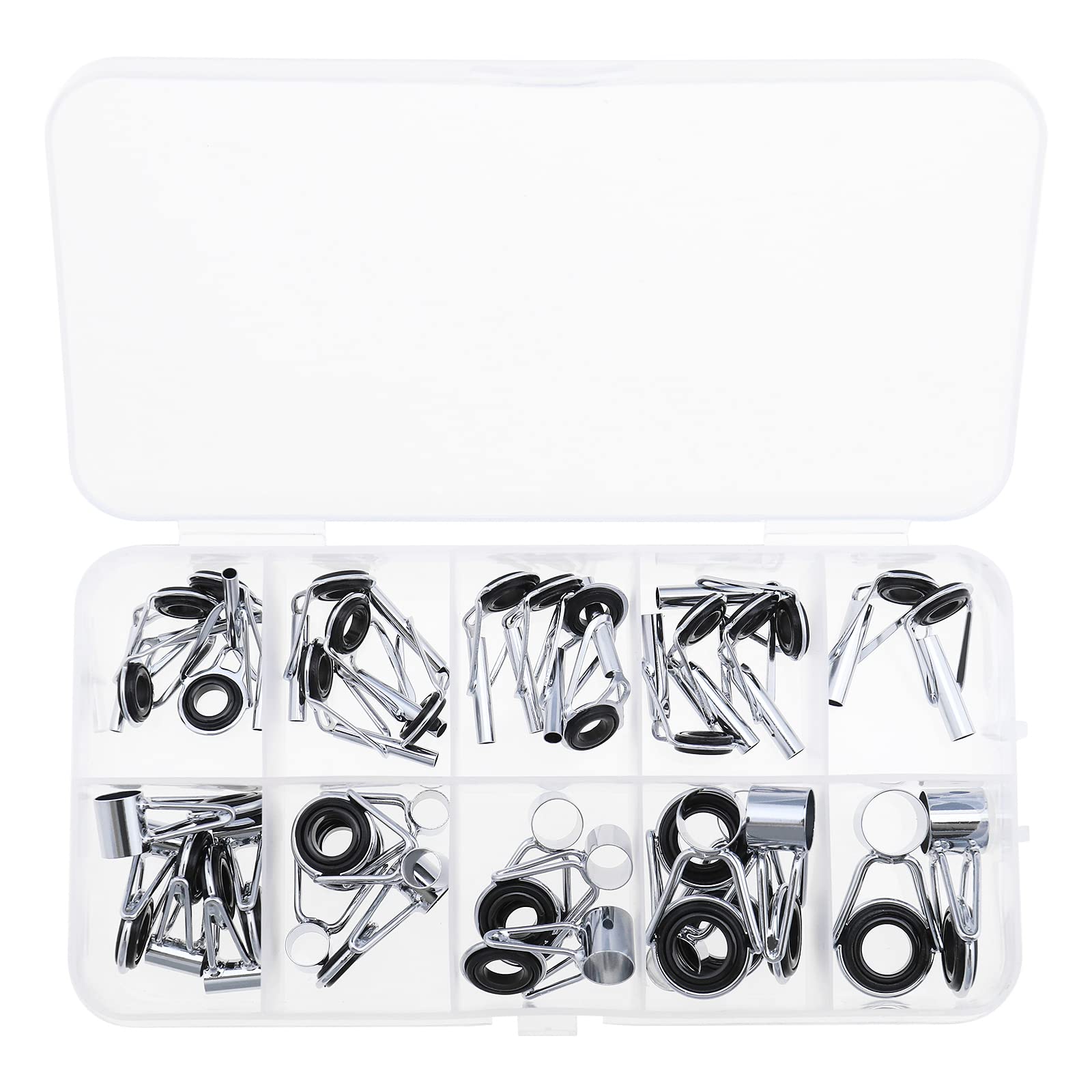 36 x 1.6-8.6 mm Fishing Rod Tips Repair Kit Fishing Rod Rings Guide Replacement Parts for Freshwater Saltwater