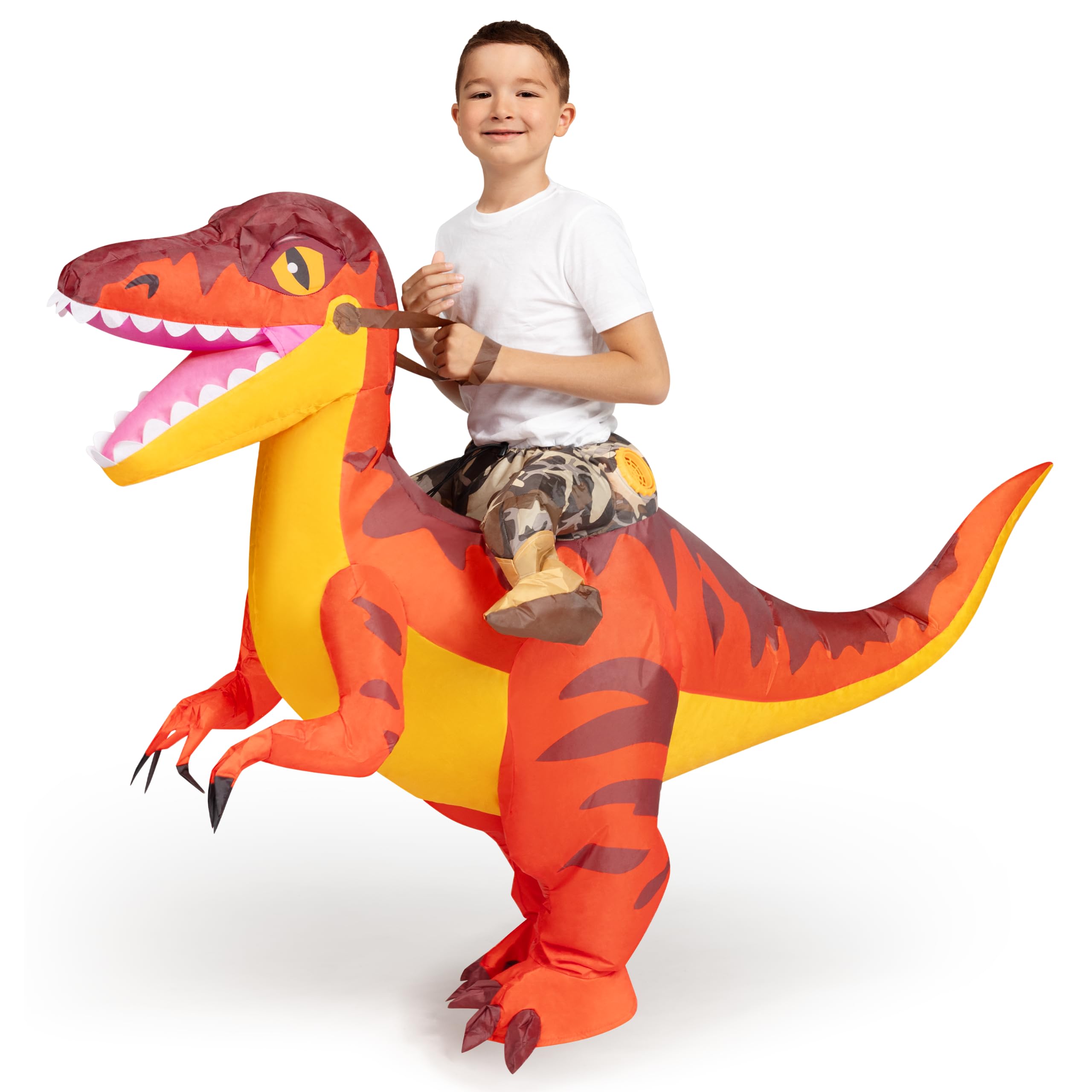 Inflatable Raptor Rider Costume Mua Kids Inflatable Dinosaur Costume, Riding a Velociraptor Costume ...