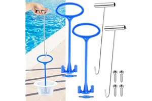 Jeyeou 2 Sets Skimmer Basket Handle, Universal Swimming Pool Skimmer Basket Handle Hook Pool Filter Basket Handle Fit All Inground Pool for Debris Removal Keep Hands Safe and Clean