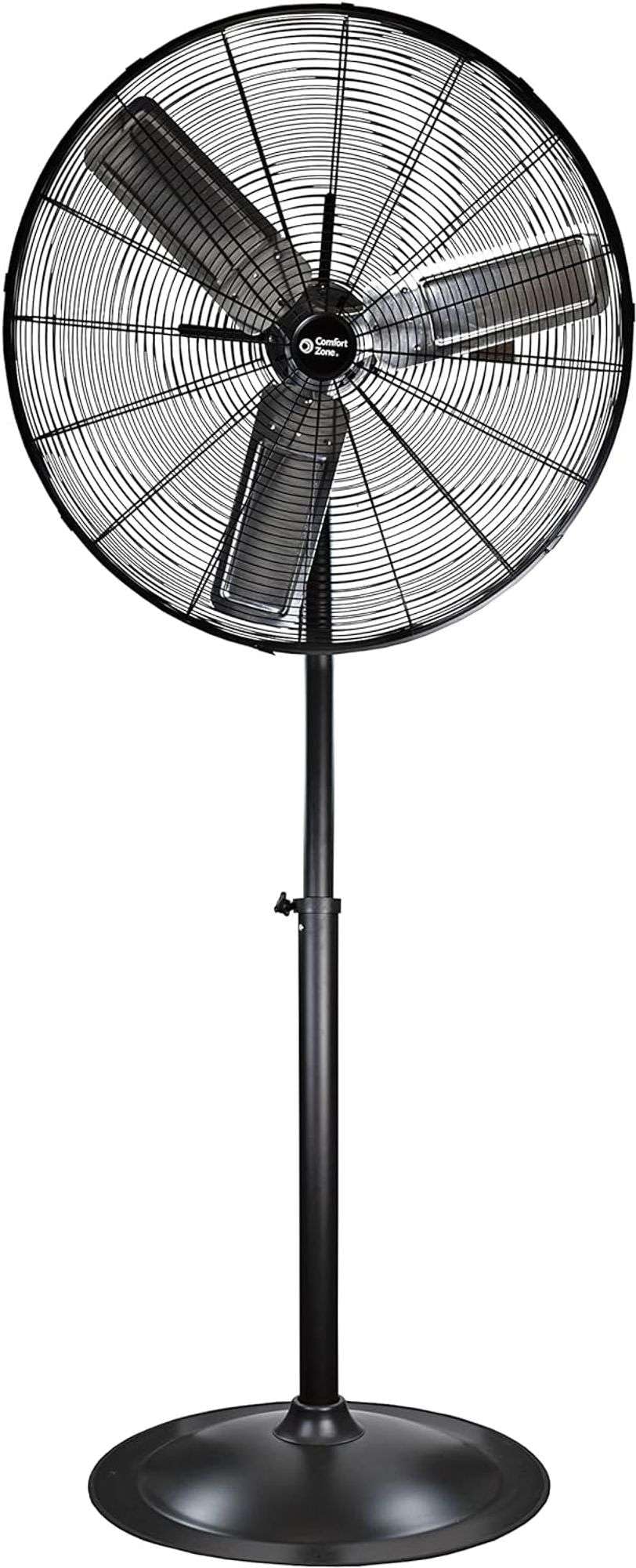 Photo 1 of **PARTS ONLY**
Comfort Zone Industrial Pedestal Fan, 30 inch, 3 Speed, High Velocity, Adjustable Height 56” to 76”, Metal, Meets OSHA Standards, Airflow 36 ft/sec, Ideal for Garage, Workshop or Warehouse, CZHVP30
