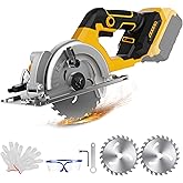 5.5" Cordless Circular Saw Compatible with Dewalt 18V/20V Battery, Brushless 12000RPM Compact Circular Saw with 2 Saw Blades,