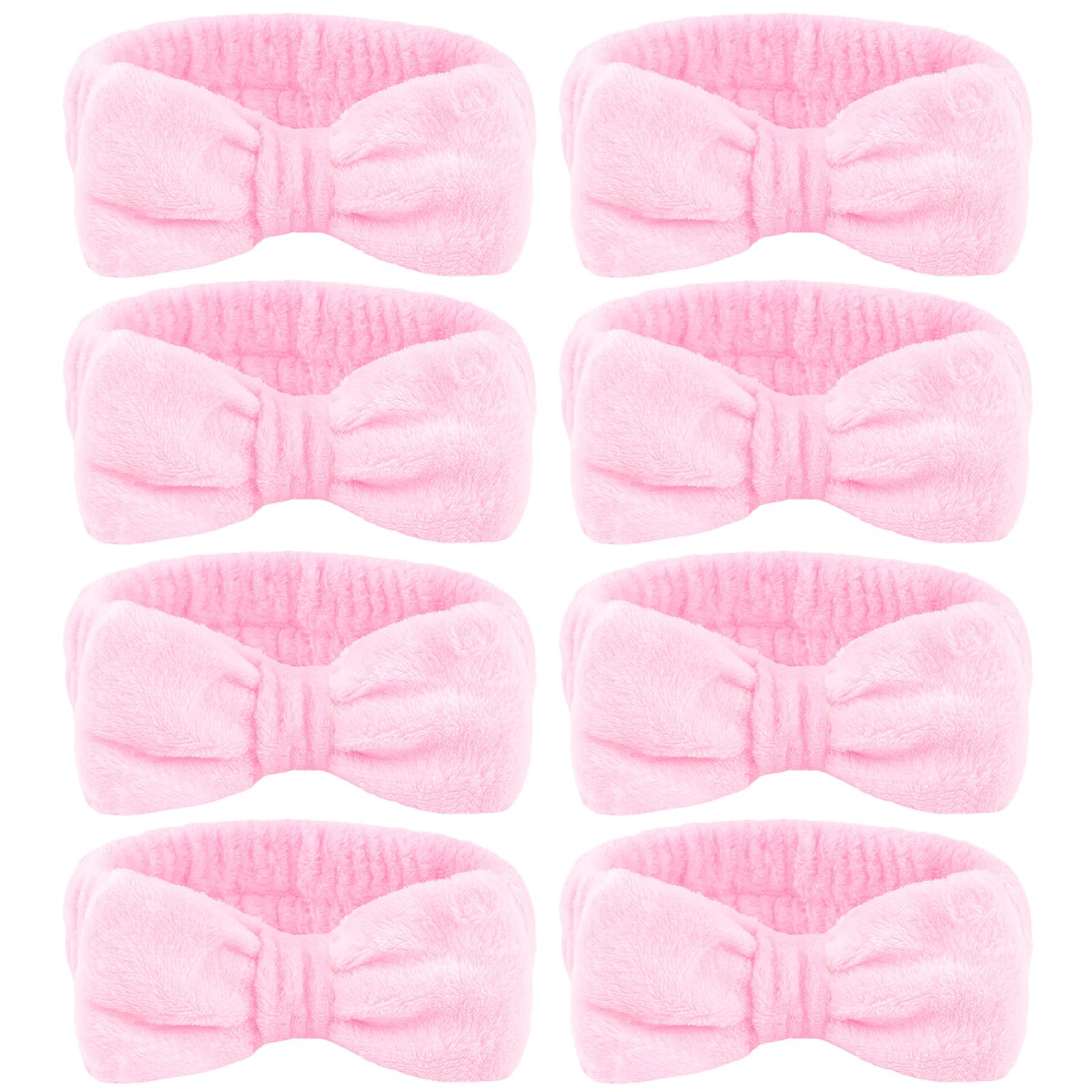 Photo 1 of Ondder Spa Headband for Washing Face 8 Pack Pink Skincare Headbands for Women Girls Terry Cloth Cute Bow Head Bands