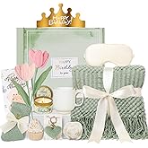 CuriBox Birthday Gifts for Women - 13PCS Unique Happy Birthday Gifts Basket for Mom Her Best Friend Sister Wife Girlfriend Coworker - Relaxing Spa Self Care Package Valentines Day Gifts Set (Green)
