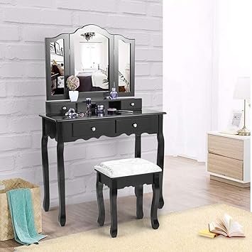 JAXPETY 4 Drawers Vanity Makeup Table 