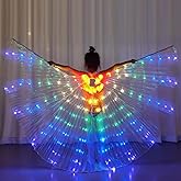 Kaskamo Girls LED Butterfly Wings Costume, Enchanting Kids' Belly Dancing Costume, Perfect for Magical Playtime and Performances for Christmas Halloween Party (Colorful)
