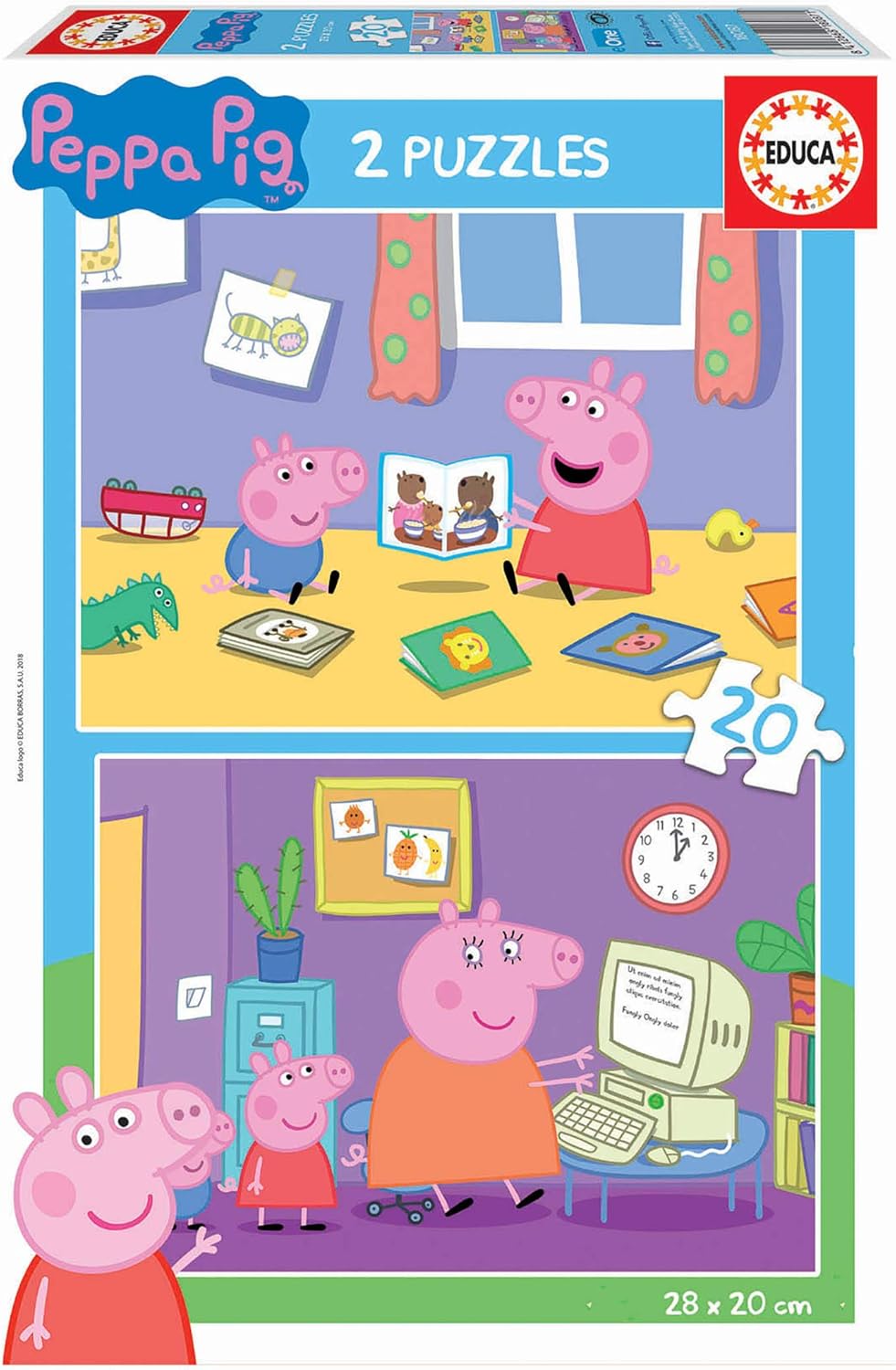 Educa 18087 Peppa Pig 2 Children's Puzzles 20 Pieces, from 3 Years Old