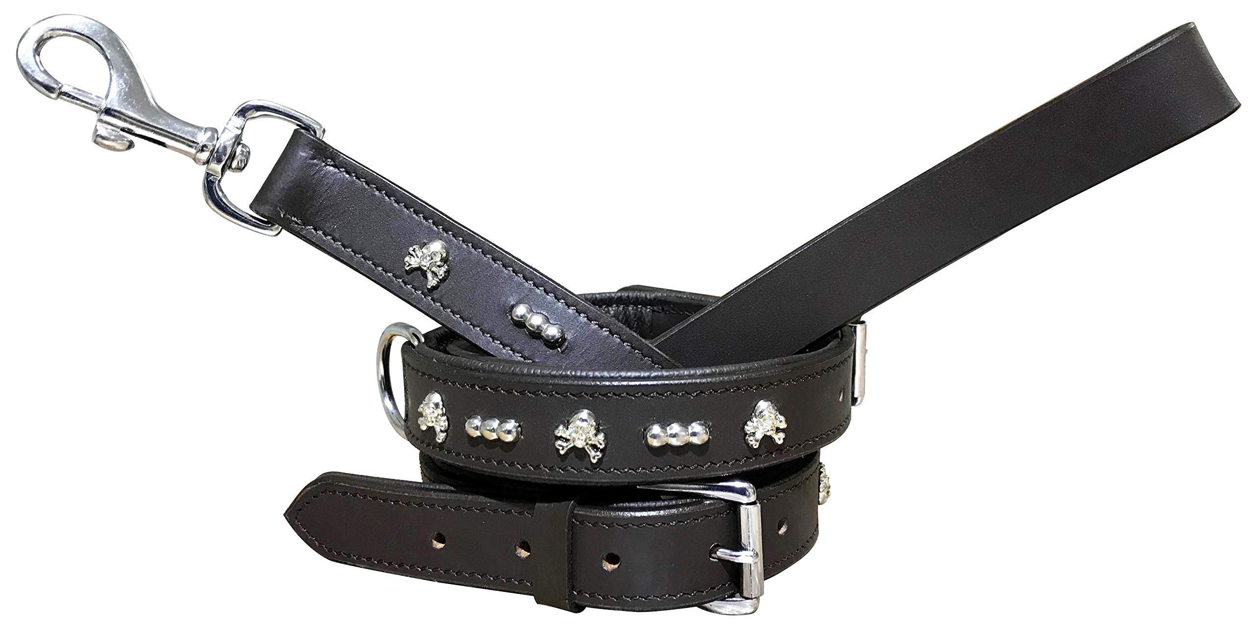 BRADLEY CROMPTON Genuine Leather Matching Pair Dog Collar and Lead Set L