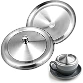 2 Pcs Stainless Steel Cup Cover, Home Round Tea and Coffee Mug, Cup Lids, Dust Cover Mug Lid, Universal Lid for Home, Office, Camping (Silver, 10.2cm/4 Inch)