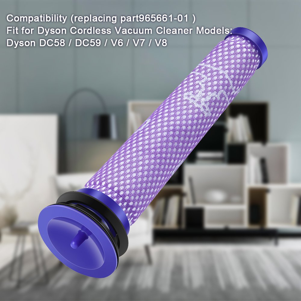 CAM-ULATA for Dyson Cordless Vacuum Filter Replacement V6 V7 V8 DC58 DC59 Accessories Parts # 965661-01 for Dyson Cordless Animal/Motorhead/Absolute Filter Kit 2 Pack