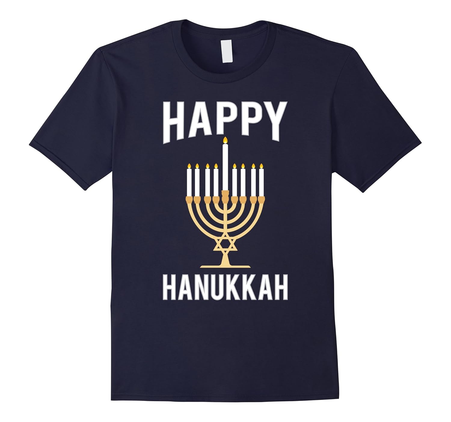 Festive Holiday Menorah Gift Happy Hanukkah T-Shirt-ANZ