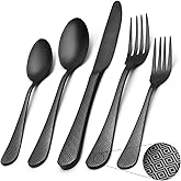 Matte Black Silverware Set, Satin Finish 20-Piece Stainless Steel Flatware Set,Kitchen Utensil Set Service for 4,Tableware Cutlery Set for Home and Restaurant, Dishwasher Safe