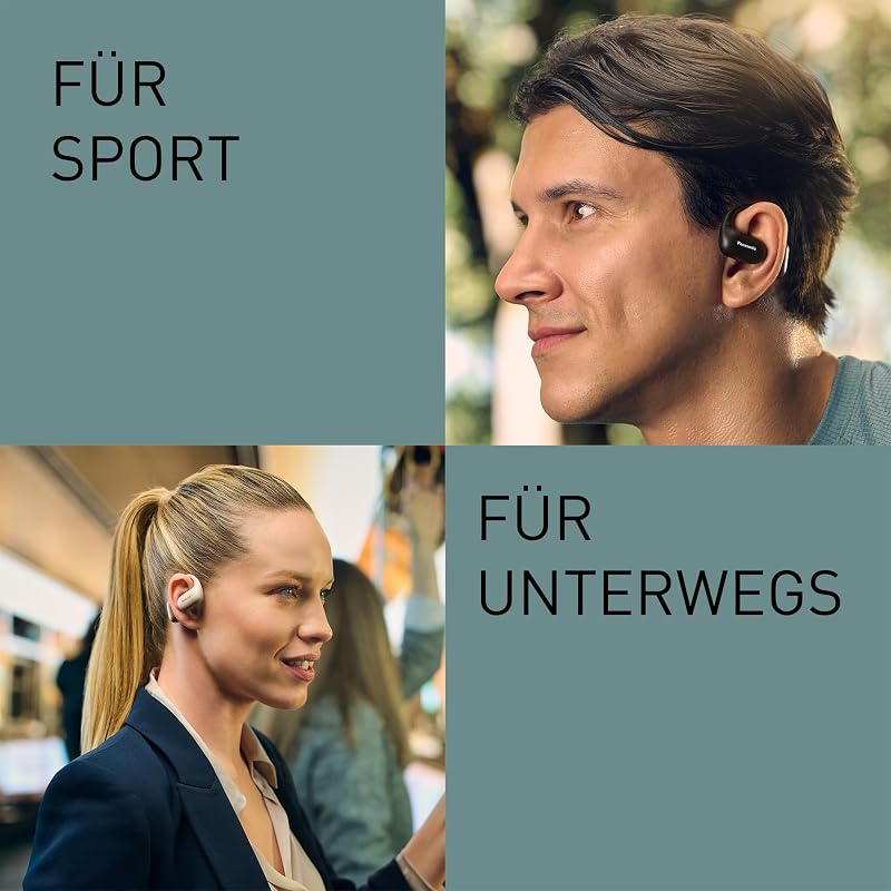 RB-F10DE-C Open-Ear kabellose Kopfhörer, Bluetooth 5.4 Kopfhörer mit ENC Mikrofon, 25 Std. Wiedergabe, IPX4 Sport Kopfhörer, Touch-Bedienung, Beige