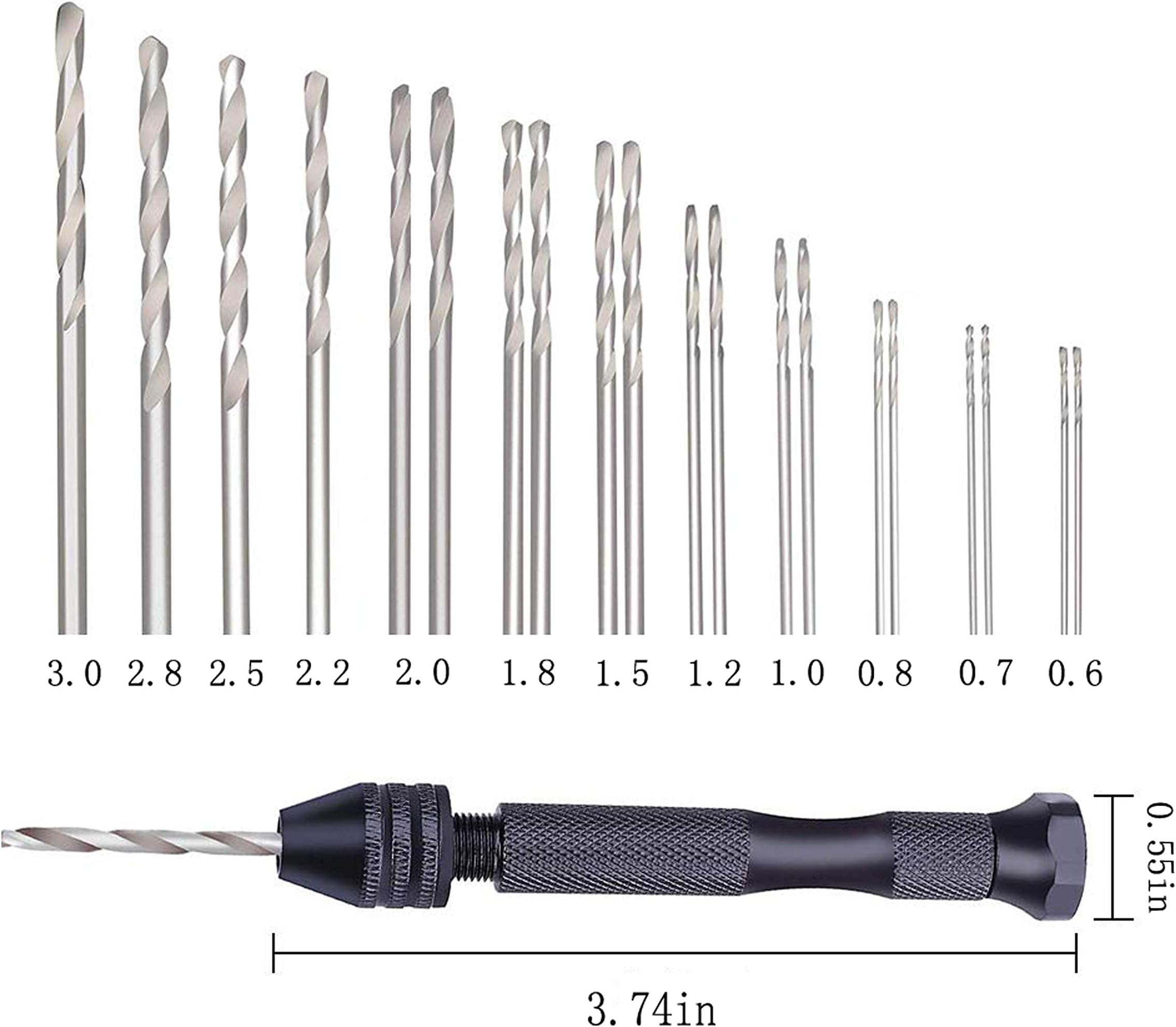 YXGOOD Precision Pin Vise Model Hand Drill Set with Twist Drill Bits Set of 20