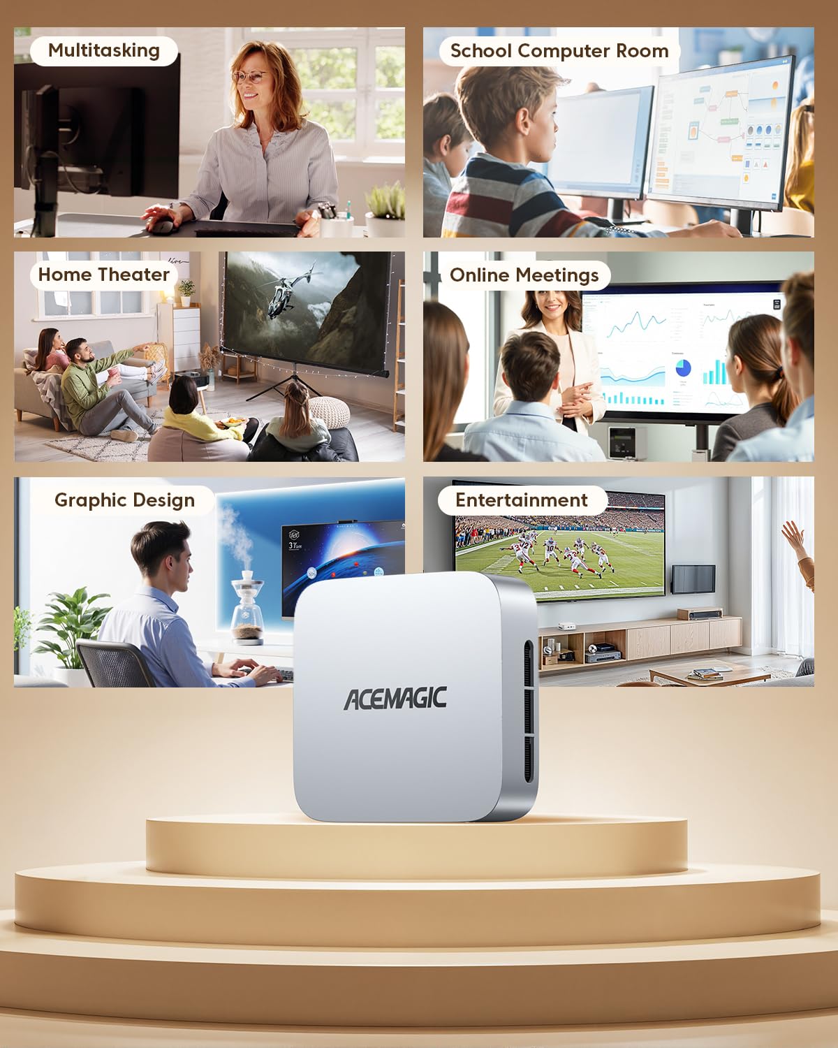 ACEMAGIC K1 Mini PC, Intel Core i5-12600H (4.5GHz,12C/16T), 16GB DDR4 512GB SSD Windows 11 Pro, 4K Triple Display, WiFi 6, Bluetooth 5.2, Mini Desktop Computer für Büro & Home-Office, Business 9
