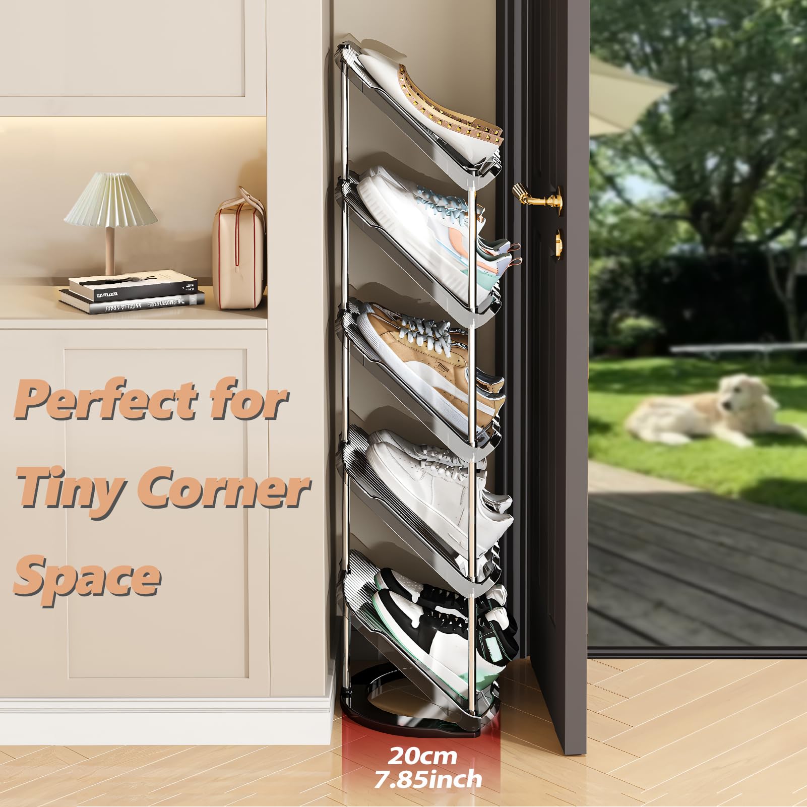 Patinao 2 Stück Schuhregal Schmal mit 5 Ebenen, Platzsparend Schräg Schuhablage, Schuhschrank Schuhaufbewahrung Shoe Rack Schuhbank Schuhe Schrank Schuh Regal Organizer Schuhständer Schuhorganizer 6