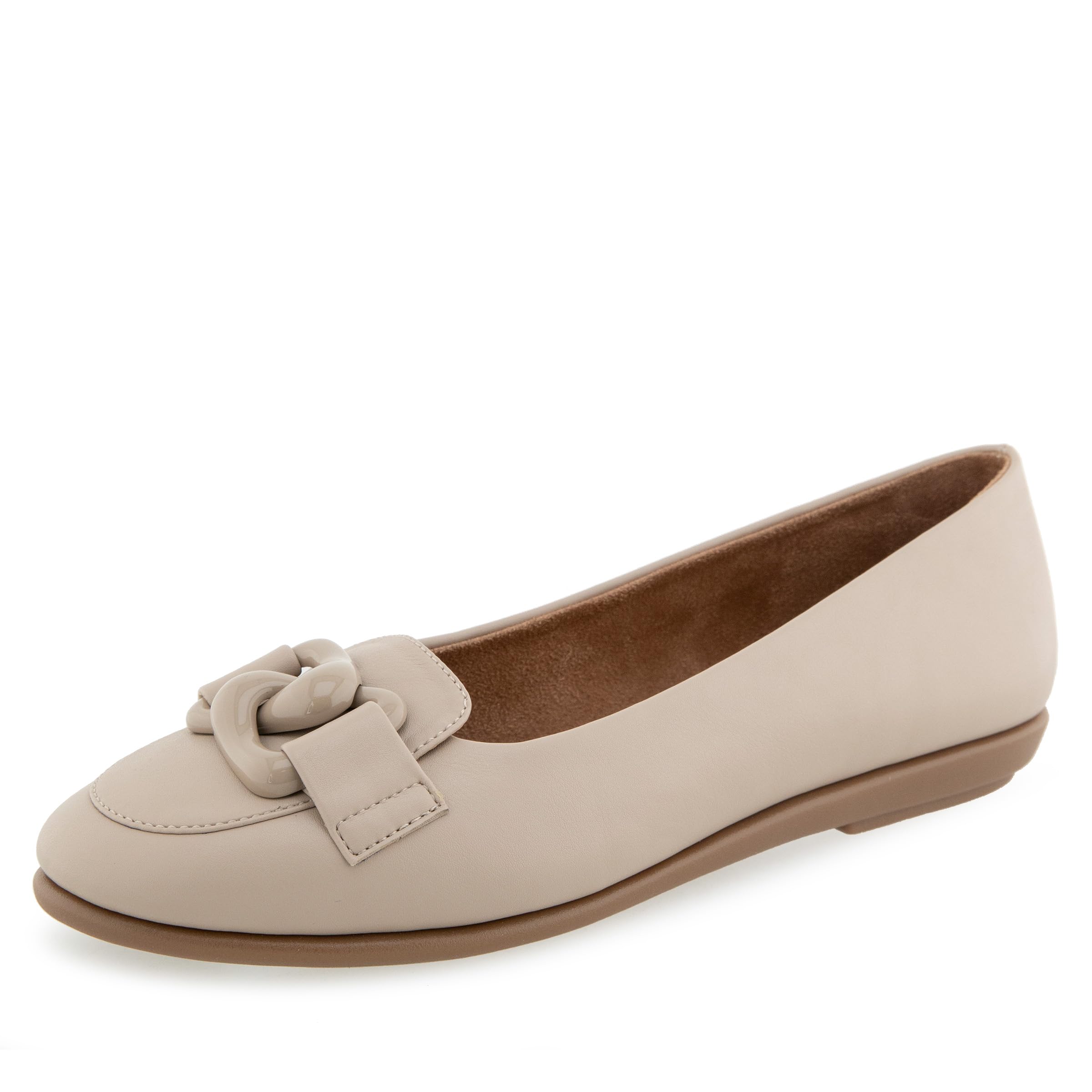 Aerosoles Women’s Bell Ballet Flat, Stone Soft Faux Leather, 10M