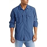 TACVASEN Fishing Shirt for Men, Long Sleeve Shirt Quick Dry Fit, Tactical Shirt Button Up, Work Shirt Lightweight Safari