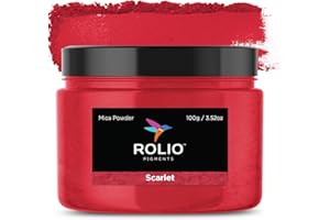 Rolio - Mica Powder - 100G / 3.5oz of Pigment for Paint, Dye, Soap Making, Nail Polish, Epoxy Resin, Candle Making, Bath Bombs, Slime - (Scarlet)