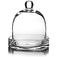 CYS EXCEL Glass Bell Dome Cloche with Glass Base (H:8" W:7") | Multiple Size Choices Terrarium Jar Plant Cover | Cake Dessert Display
