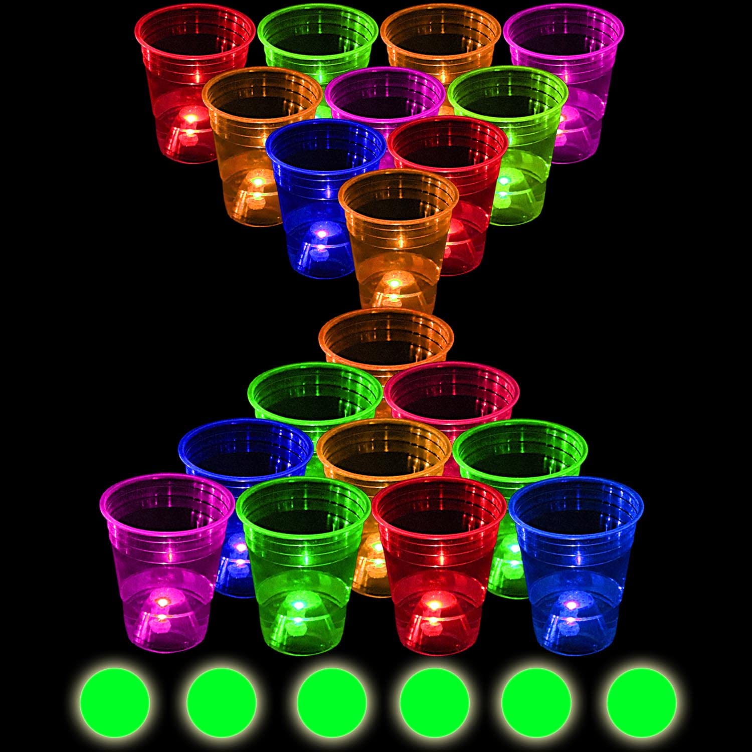 5 colours party games with 22 light up cups