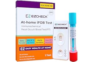 EZCHECK® at-Home iFOB Test (1 Test) Immunochemical Fecal Occult Blood Test (FIT) for Colon Health Screening, Colon Cancer Screening, Colorectal Cancer Screening, Colon Disease Test
