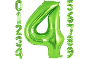 AIQINHU Green Number 4 Balloon 40 Inch, Big Large Foil Helium Number Balloons, Jumbo Giant Mylar Number 4 Balloons for 4 Year Old Birthday Party Decorations Supplies Anniversary Celebration