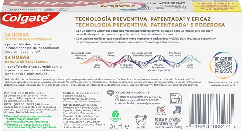 Total Prevención Activa Original Pasta de Dientes 2x75ml