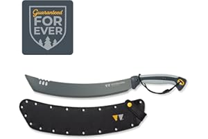 Woodland Tools Heavy Duty Machete – 16 Inch Curved Parang Blade with Full Tang, Ergonomic Handle, and Ballistic Nylon Sheath – Manual Brush Cutter for Thick Vegetation and Trail Clearing