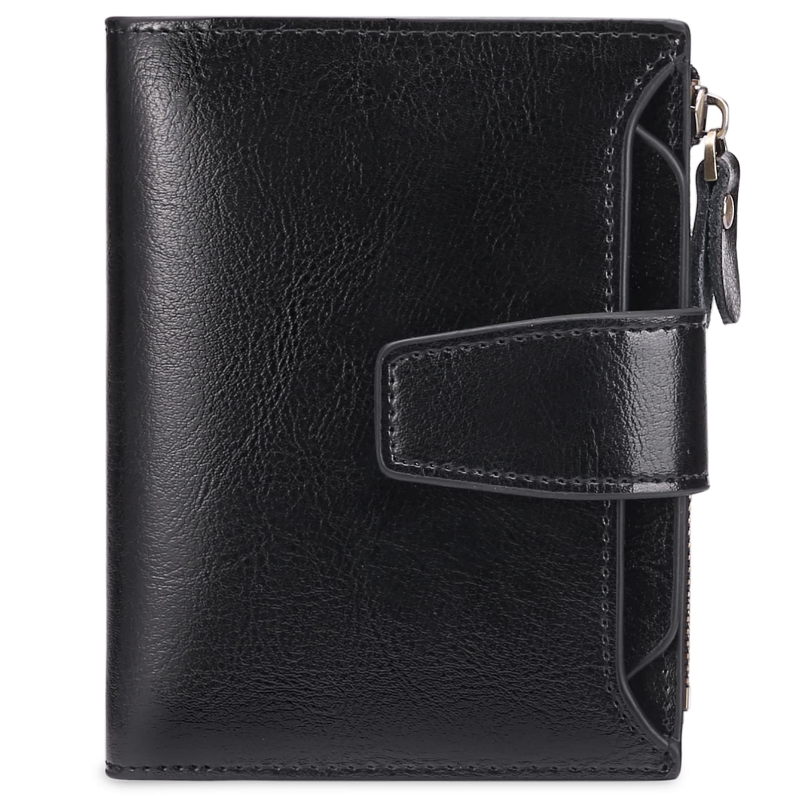 Photo 1 of GOIACII Small Women Wallet Genuine Leather RFID Blocking Bifold Zipper Pocket Card Holder with ID Window