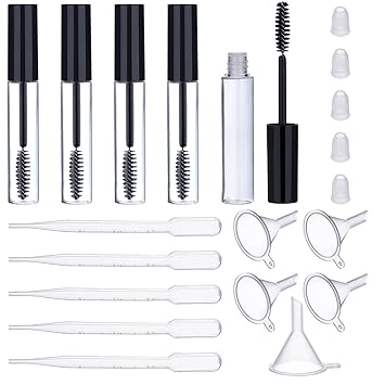 Amazon Com Eboot 10 Ml Empty Mascara Tube With Eyelash Wand Rubber Inserts Funnels And Transfer Pipettes Set For Castor Oil Diy Mascara Container With Cap Black Beauty