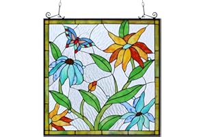 Kleeglee Stained Glass Window Hangings, Handmade Suncatcher Stained Glass Window Panels for Window Decor…