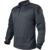 IDOGEAR Men’s Combat Shirts Tactical Long Sleeve Shirt with Elbow Pads Military BDU Shirts with Pockets Airsoft Clothing