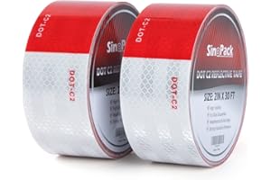 SINOPACK DOT-C2 Reflective Tape 2Pack 2 Inch X 60 Feet Total Length Red White Reflective Tape Outdoor Waterproof Conspicuity Strong Adhesive Reflector Tape for Trailer, Outdoor, Cars, Trucks