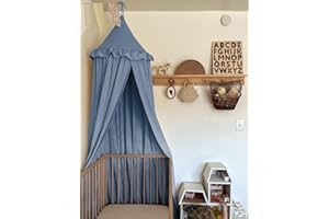 JIKAL Kids Bed Canopy with Ruffles Cotton Hanging Tent Frills Curtain Net for Baby Nursery Room Children Reading Nook Decor
