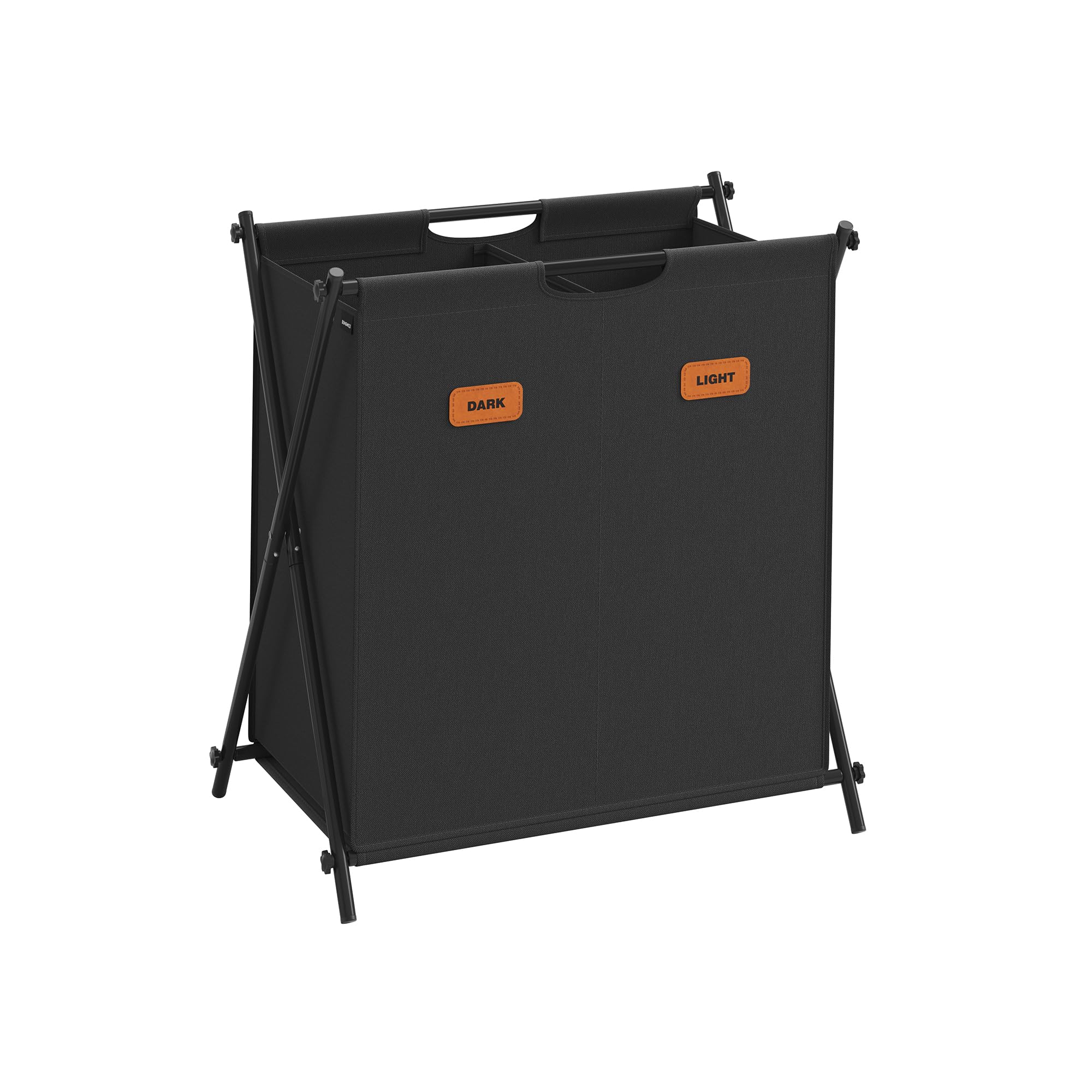 SONGMICS Laundry Hamper, Laundry Basket, 115 L Laundry Sorter 2 Sections, Collapsible X-Frame, Clothes Organiser with Customisable Labels, Laundry Room, Bedroom, Bathroom, Ink Black LCB120B01