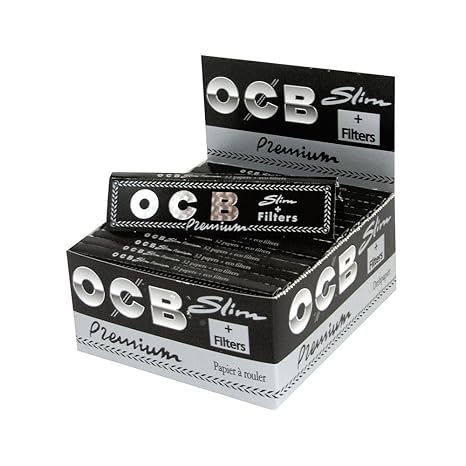OCB Premium Long Slim Paper schwarz + Tips Zigarettenpapier, Papier, 15 x 15 x 5 cm