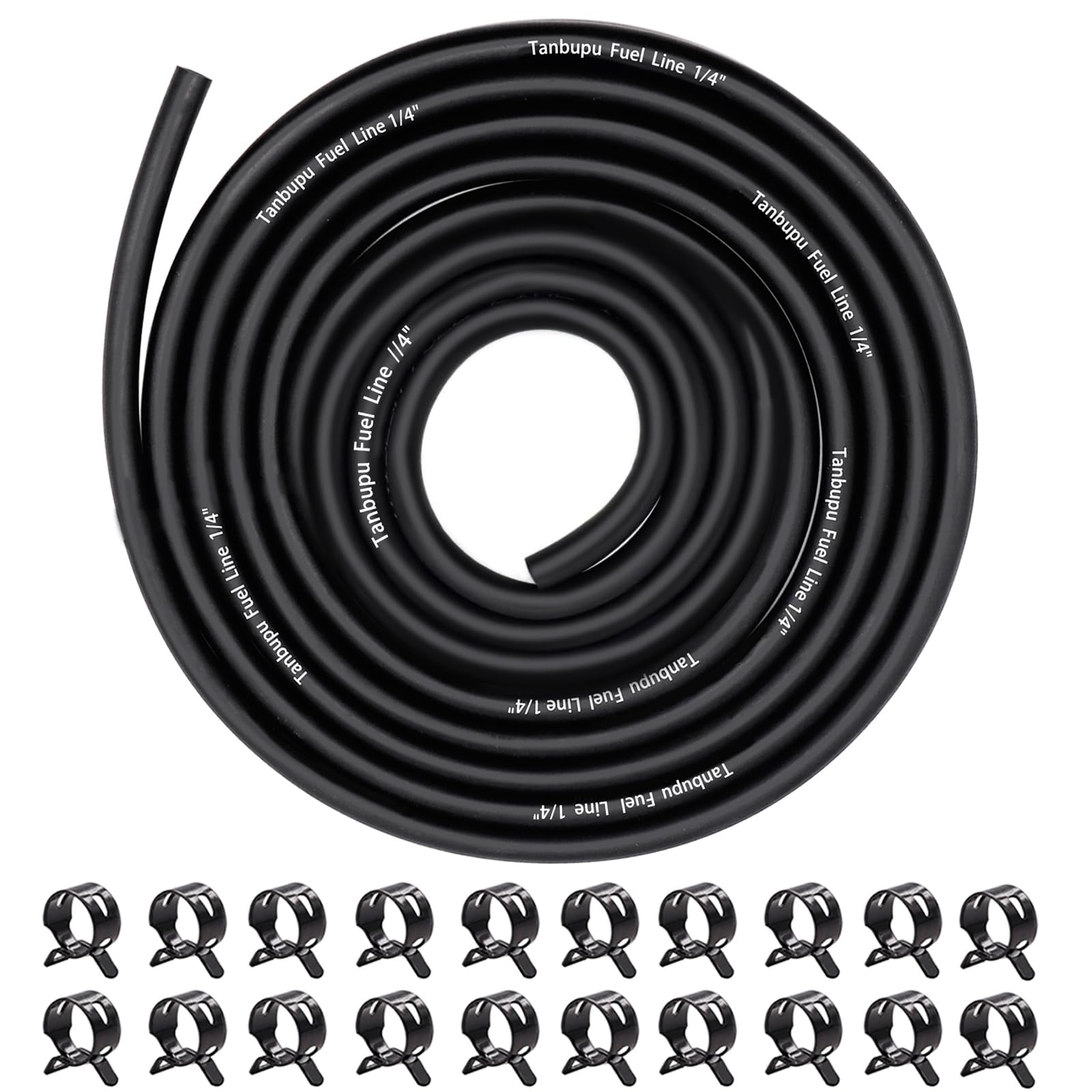 Photo 1 of Tanbupu 10 Feet 1/4 Inch ID Fuel Line Hose with 20 2/5" ID Clamps for Kawasaki Kohler Briggs & Stratton Small Gas Diesel Powersports Engines and Generators