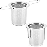 2Pack Tea Strainer, Stainless Steel Tea Infuser Basket Sitting in Mugs, Evmliy Tea Infusers for Loose Tea, Fine Mesh Tea Diff