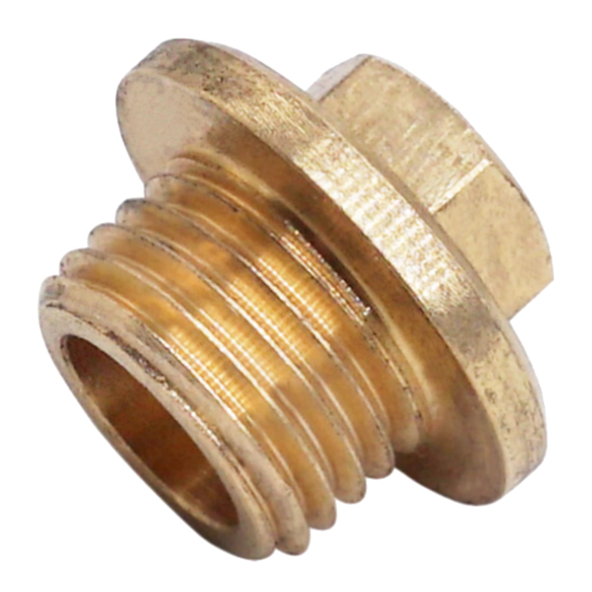 SKIR'CO (4 pcs) Brass Hex Head Flanged Plug 1/4", Male Blanking Plug, Pipe Plug, External BSP Thread
