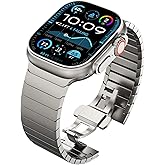 WINGLE Compatible for Apple Watch Band Ultra 3/2/1 Band Ultra 49mm Series 11 10 46mm 45mm 44mm 42mm SE 3/2/1 Series 9 8 7 6 5 4 Men, 24mm Wide Stainless Steel Metal Bands Apple iWatch Link, Titanium