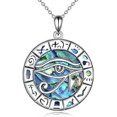 Egyptian Necklace 925 Sterling Silver Anubis Ankh Eye of Horus Necklace Egypt Scarab Pendant Jewelry Gift for Men Women