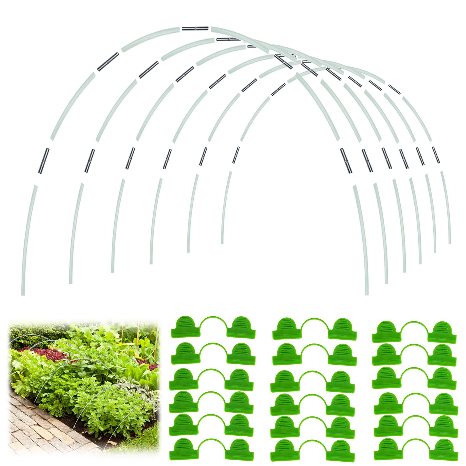 36pcs Garden Hoops for Raised Beds, Hoops for Garden Netting, Garden Netting with Hoops for Row Cover