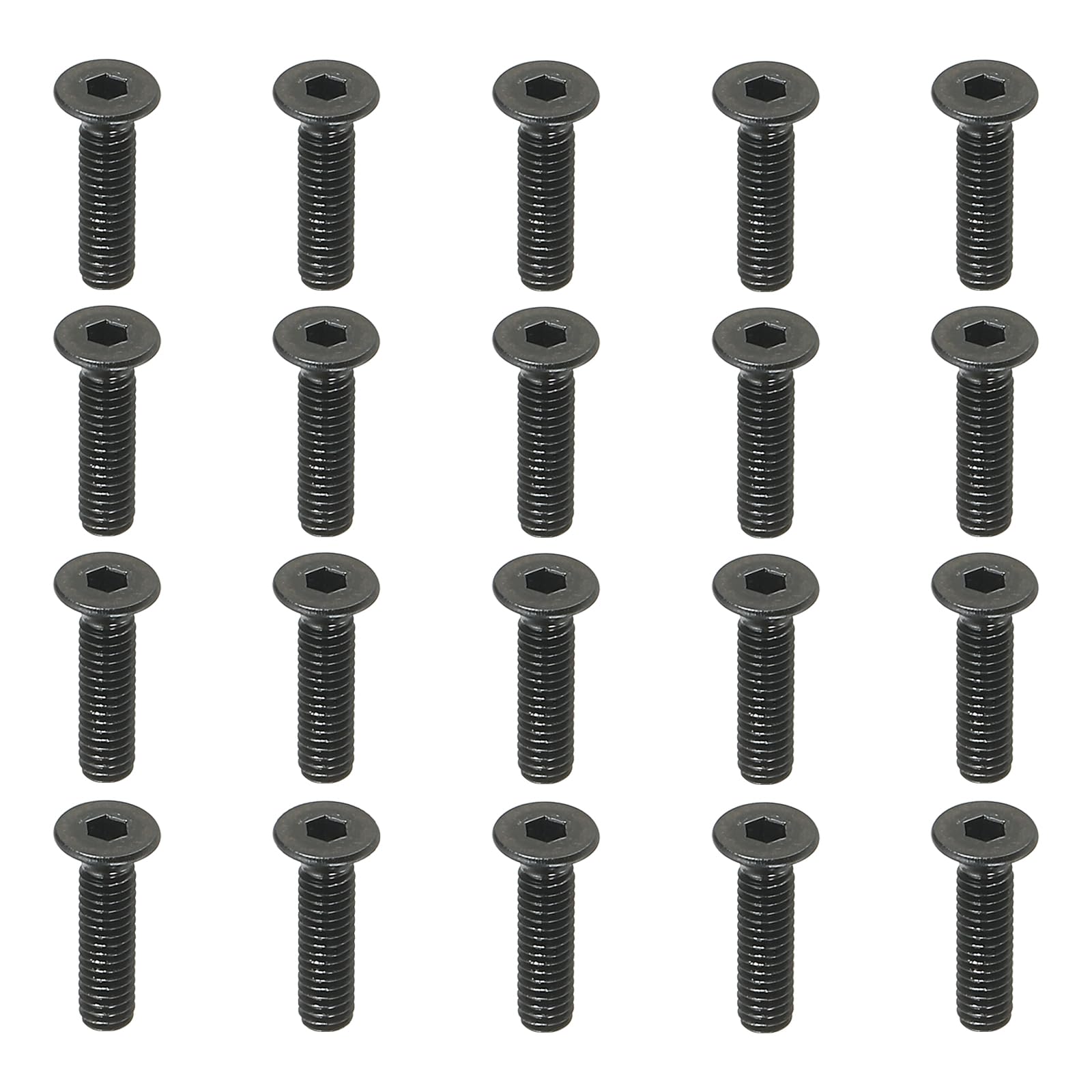 PATIKIL M2.5 x 10 mm Flat Head Socket Cap Screws, 50 Pack Flat Countersunk Bolts Medium Carbon Steel Hex Socket Drive Machine Screws Full Thread Black Oxide Grade 10.9