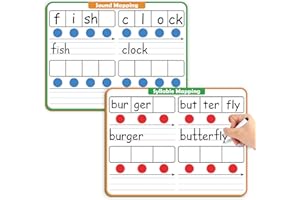 Aizweb Phonemic Awareness Dry Erase Board,9" x 12" Syllable Small Whiteboard,Speech Therapy Material Phonics Games, Letter Sound,Science Reading Manipulative,Preschool Kindergarten Classroom Must Have